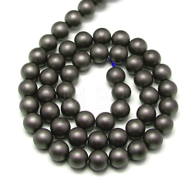 Frosted Non-magnetic Synthetic Hematite Round Bead Strands G-J344-3mm-1