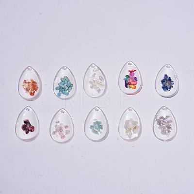 40Pcs 10 Colors Transparent Glass Pendants GGLA-SZ0001-44-1