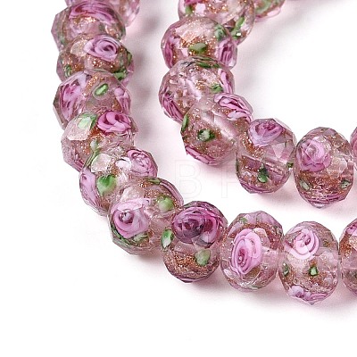 Handmade Gold Sand Lampwork Beads Strands LAMP-R141-8mm-11-1
