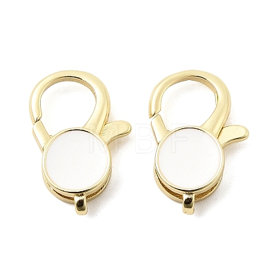Flat Round Brass Enamel Lobster Claw Clasps KK-Z147-02G-01B-1