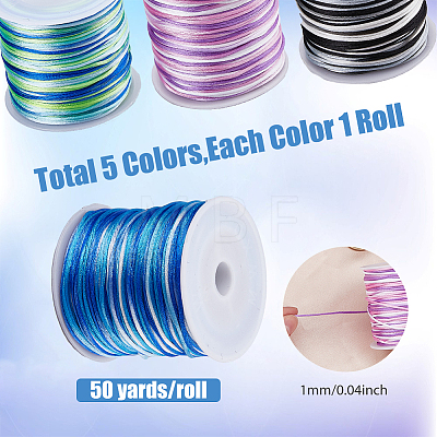 SUPERFINDINGS 5 Rolls 5 Colors Segment Dyed Nylon Thread Cord NWIR-FH0001-04A-1