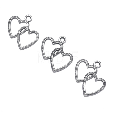 Antique Silver Plated Tibetan Style Zinc Alloy Heart to Heart Pendants X-A0943Y-1