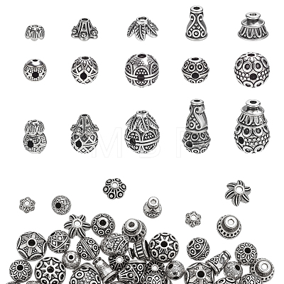 Tibetan Style Alloy 3 Hole Guru Beads TIBEB-ME0001-04-1