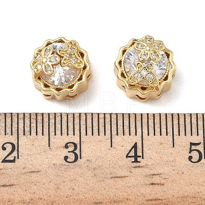 Brass Micro Pave Clear Cubic Zirconia Beads KK-H526-07G-1
