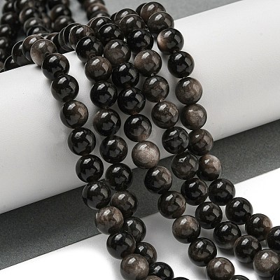 Natural Silver Obsidian Beads Strands G-S150-20A-10MM-1