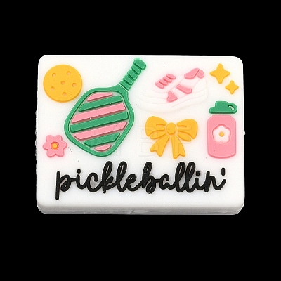 Pickleball Theme Silicone Focal Beads SIL-A012-03A-1