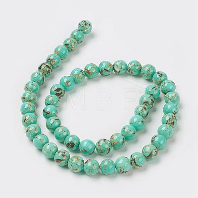 Sea Shell and Synthetic Turquoise Assembled Beads Strands G-G758-07-6mm-1