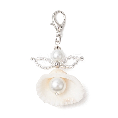 Angel Clam Shell Pendant Decoration HJEW-MZ00246-02-1