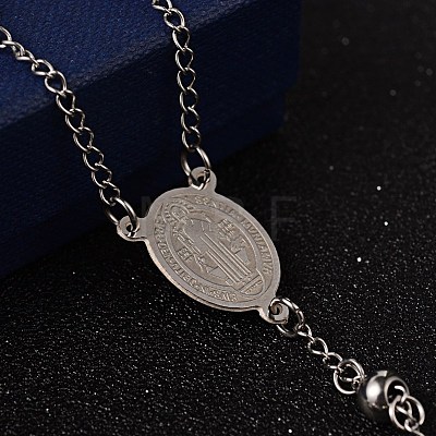 Non-Tarnish Crucifix Cross Stainless Steel Rosary Bead Necklaces X-NJEW-O096-27-1