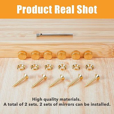 2 Sets Flat Round Brass Glass Standoff Pin Sets DIY-FH0005-02-1