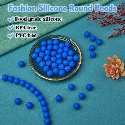 100Pcs Silicone Beads Round Rubber Bead 15MM Loose Spacer Beads for DIY Supplies Jewelry Keychain Making JX471A-1