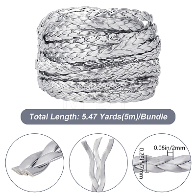 Flat PU Leather Braided Cord OCOR-WH0086-87A-03-1