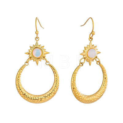 304 Stainless Steel Opalite Dangle Earrings for Women QI1962-1