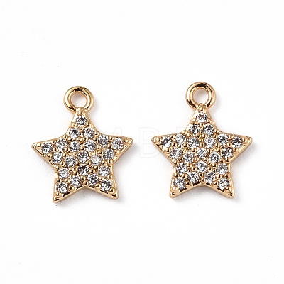 Brass Micro Pave Clear Cubic Zirconia Charms KK-E068-VF270-1