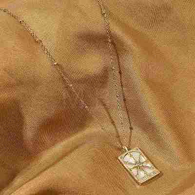 Brass Cubic Zirconia Pendant Necklaces NJEW-H051-01G-02-1