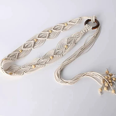 PU Leather Cord Woven Tassel Tie Knot Belts AJEW-WH20013-208B-1