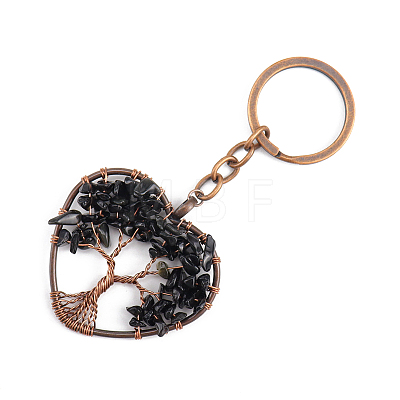 Natural Obsidian Pendant Keychains HEAR-PW0001-148B-1