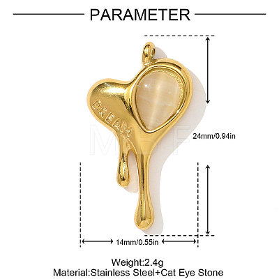 304 Stainless Steel Cat Eye Pendants STAS-OY004-06G-1