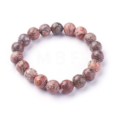 Natural Leopard Skin Jasper Beads Stretch Bracelets BJEW-F380-01-B12-1