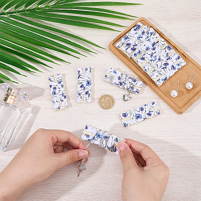 12Pcs Flower Printed Polyester Necklace Anti-Winding Display Cards CDIS-OC0001-14F-1