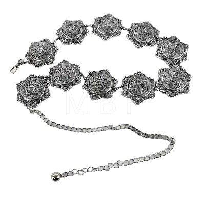 Boho Ethnic Alloy Flower Engraved Waist Chains WG04E47-02-1