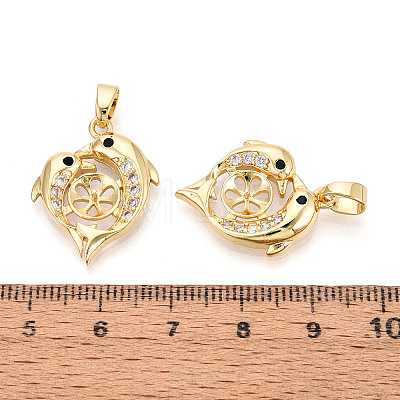 Brass Micro Pave Clear Cubic Zirconia European Dangle Charms Bails KK-N276-13G-1