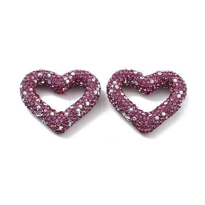 Heart Shape Polymer Clay Rhinestone Beads CLAY-NH0001-09B-09-1