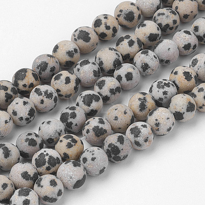 Natural Dalmatian Jasper Bead Strands G-G735-68F-6mm-1