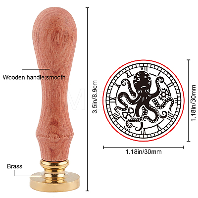 Brass Wax Seal Stamp with Handle AJEW-WH0184-0555-1