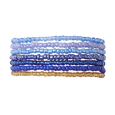 7Pcs Glass Seed Beads Stretch Bracelets for Women BJEW-MZ00265-1
