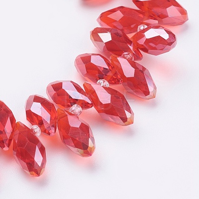 Electroplate Glass Faceted Teardrop Beads Strands X-EGLA-D014-16-1