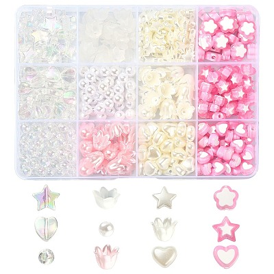 420Pcs 12 Styles Spray Paint ABS Plastic Imitation Pearl Beads MACR-CJ0001-63-1