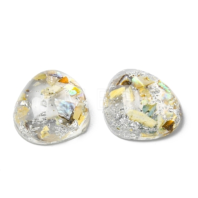 Transparent Resin Cabochons with Dried Flowers and Silver Foil Inside RESI-D050-12-1