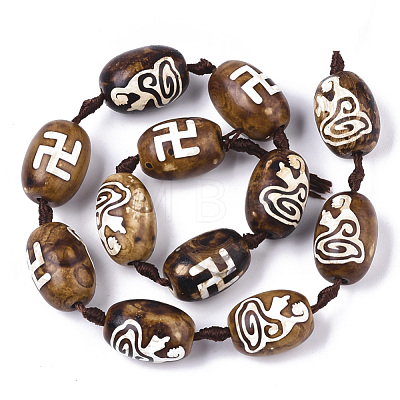 Tibetan Style dZi Beads Strands TDZI-R001-03C-1