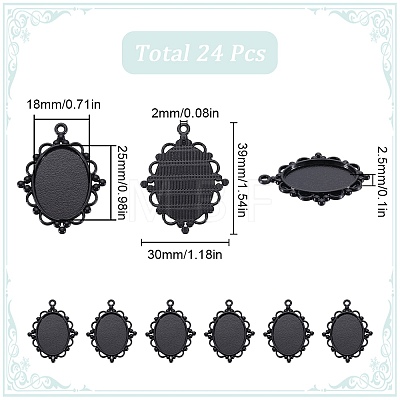 24Pcs Oval Alloy Pendants Cabochon Settings FIND-SC0009-95-1