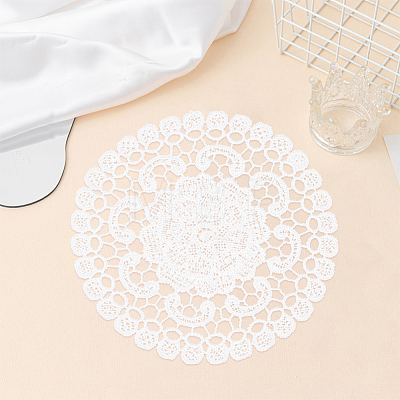 Flower Polyester Embroidery Lace Coasters AJEW-CN0007-46A-1
