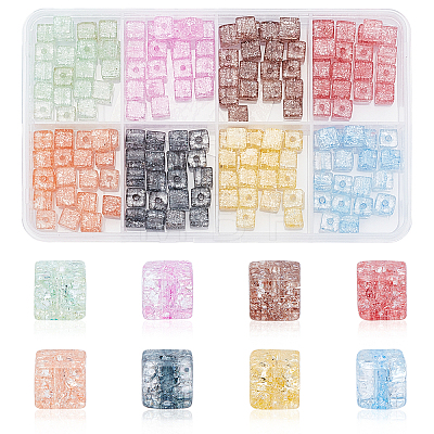   160Pcs 8 Colors Crackle Glass Beads GLAA-PH0001-38-1