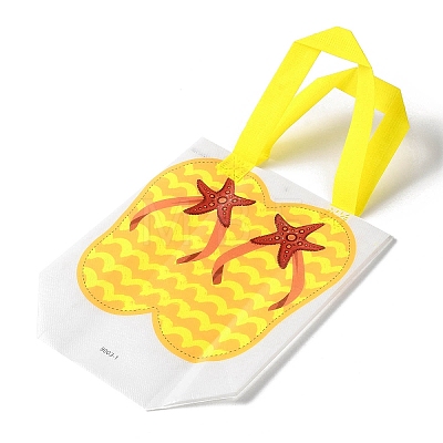 Summer Beach Theme Printed Flip Flops Non-Woven Reusable Folding Gift Bags with Handle ABAG-F009-E01-1