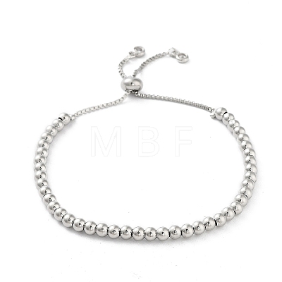 Adjustable Brass Round Beaded Slider Bracelets BJEW-D039-31A-P-1