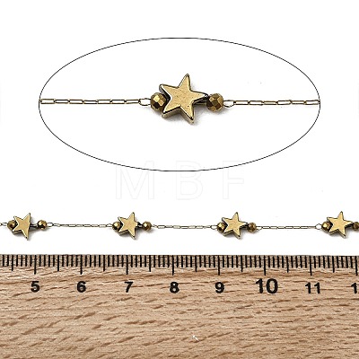 Handmade 304 Stainless Steel Non-magnetic Hematite Beaded Star Link Chains CHS-L032-17G-01-1