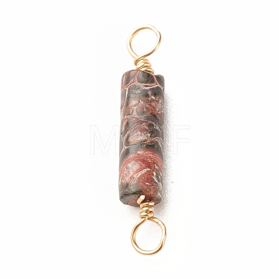 Natural Leopard Skin Jasper Connector Charms PALLOY-JF01454-04-1