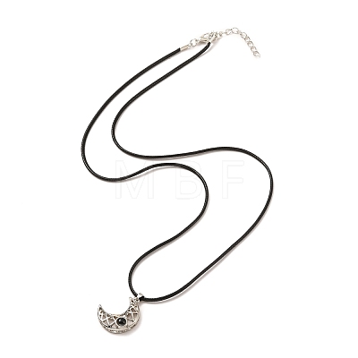 Magnetic Moon & Star with Rhinestone Pendant Necklaces for Girl Women NJEW-B081-01B-1