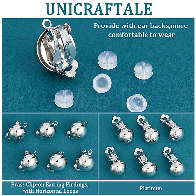 Unicraftale 30Pcs Half Round Brass Clip-on Earring Findings KK-UN0001-91P-1