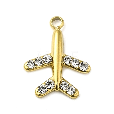 316 Surgical Stainless Steel Pendant with Rhinestone STAS-H189-01B-G-1