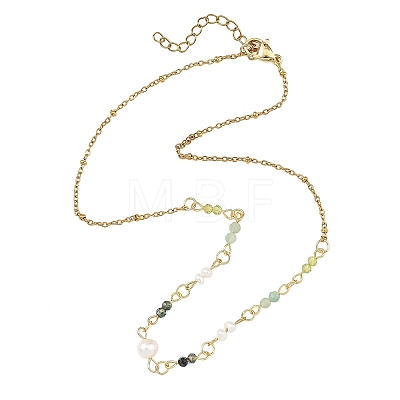 304 Stainless Steel with Natural Mixed Gemstone Pendant Necklaces NJEW-JN06653-03-1