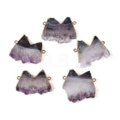 Natural Druzy Agate M Shape Link/Connector Charms G-T144-65-1