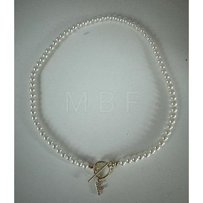 Brass Clear Cubic Zirconia Letter Pendant Necklaces NJEW-WH0027-21F-G-1