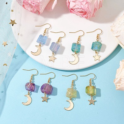 Electroplated Natural Quartz Dangle Earrings EJEW-TA00567-1