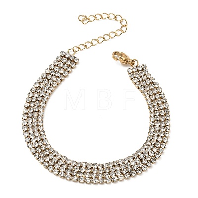 304 Stainless Steel Rhinestone Cup Chain Multi-strand Bracelets for Women BJEW-P376-01G-02-1