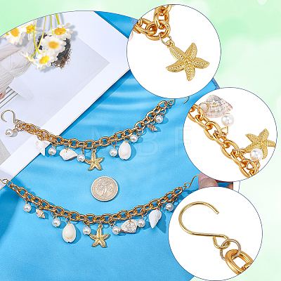2Pcs Ocean Theme Aluminum Cable Chains Boot Strap Chains HJEW-SP00030-1